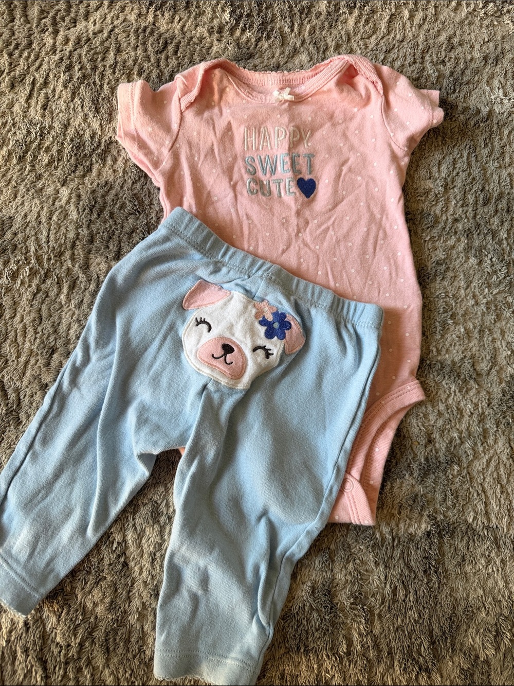 Carter's Pink & Light Blue Baby Girls 2-Piece Matching Set